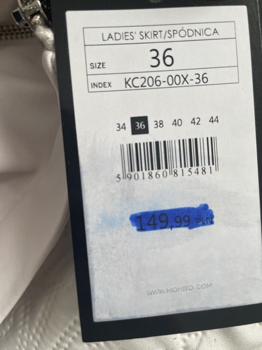 Mohito spódnica z ekoskóry skóra biała  36 38 nowa 149zł
