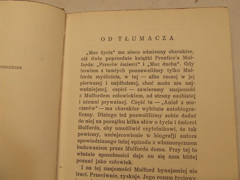 Moc życia P. Mulford stara ksiązka 1930