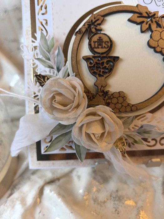 Ręcznie robiona kartka na Pierwszą Komunię Świętą –gotowa do wręczenia