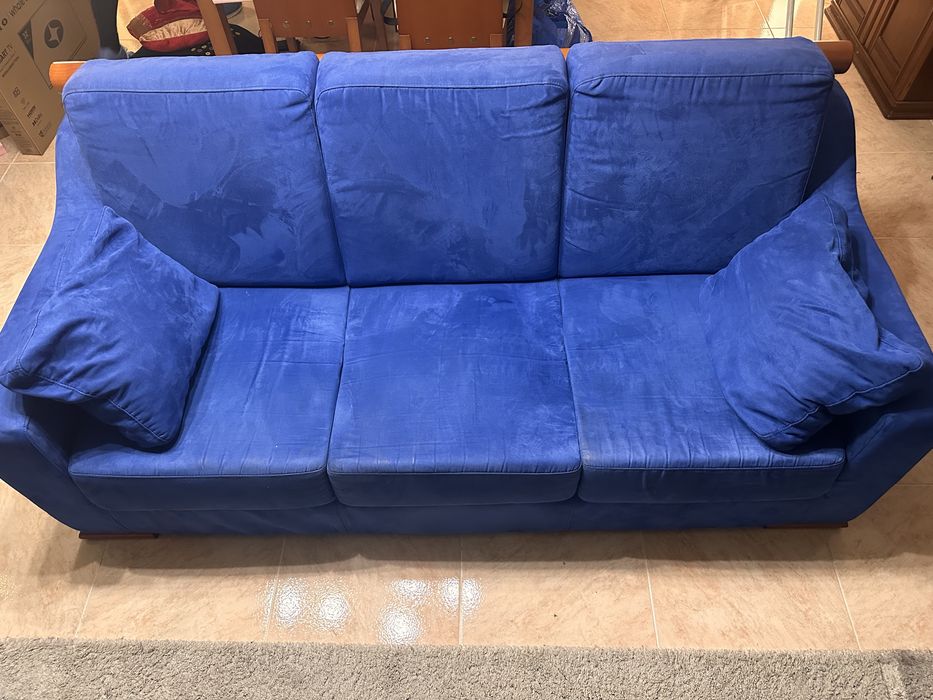 Conjunto 2 sofás grandes azuis