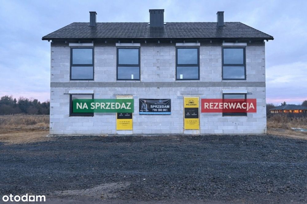 Bliźniak 101,5 m² z pompą ciepła działka 515 m² Leśniów Wielki