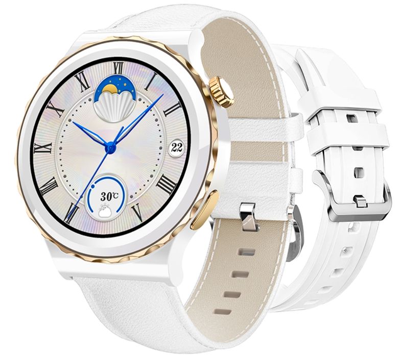 smartwatch damski rubicon rnce92 pro white/2 x pasek smarub171