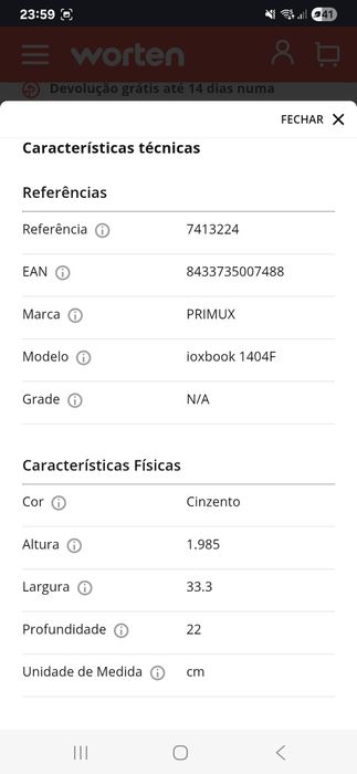 Computador portátil com 1 ano de garantia