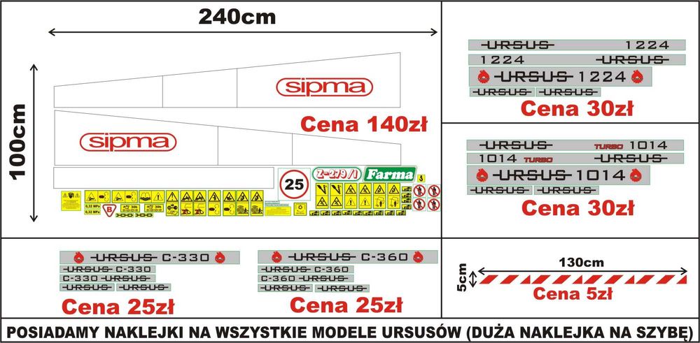 NAKLEJKI Poznaniak Ursus Bizon ZO56 ZO58 Cyklop Troll Piast Siewnik