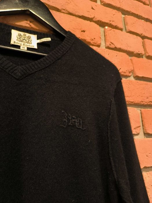 Sweter Juicy Couture Kaszmir Logo Serek Damski Czarny