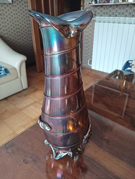 Wazon Carnival glass, iryzowany vintage