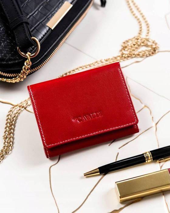 mały, skórzany portfel damski na zatrzask - 4u cavaldi