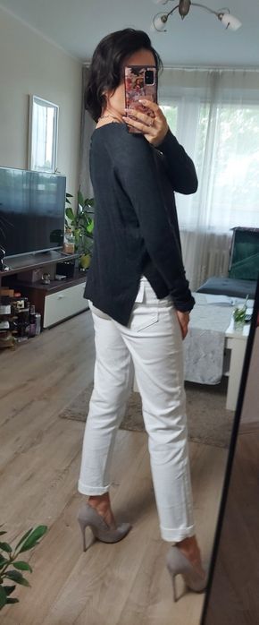 Wiskozowy cienki lekki sweterek Zara Knit grafitowy szary XS/S