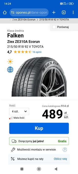 Nowe 215/50R18 Falken Ziex ZE310 a ecorun komplet 4 szt toyota troc