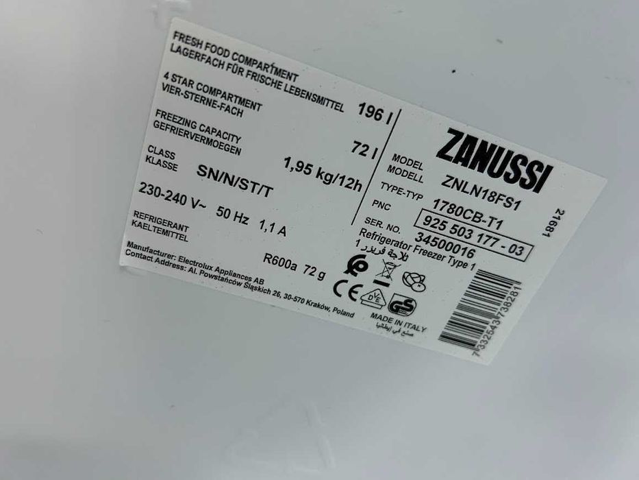 Frigorifico de Embutir Zanussi