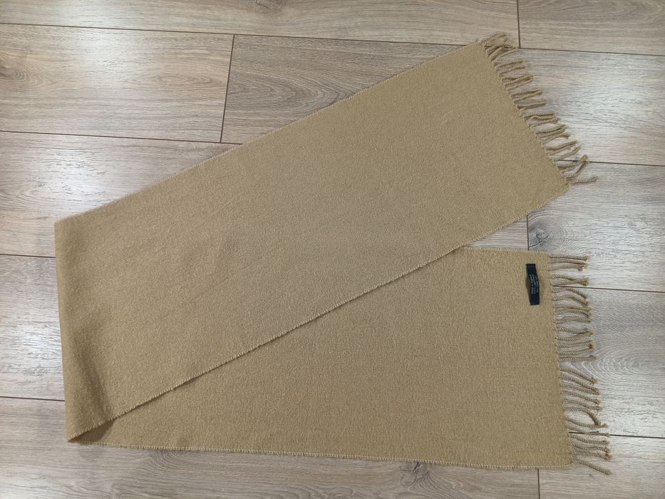 Szal wełniany 100% Lambswool szalik beżowy