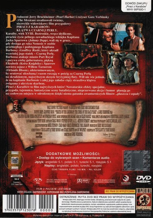 Piraci z Karaibów - Klątwa Czarnej Perły DVD