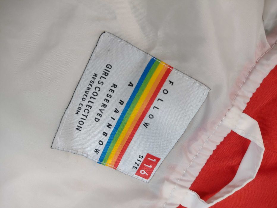 biała kurtka kapturem tęczowe wiatrówka przejściowa dziewczynki 116