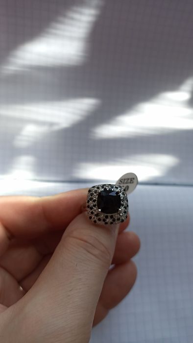 Кольцо 925 проба с черным камнем