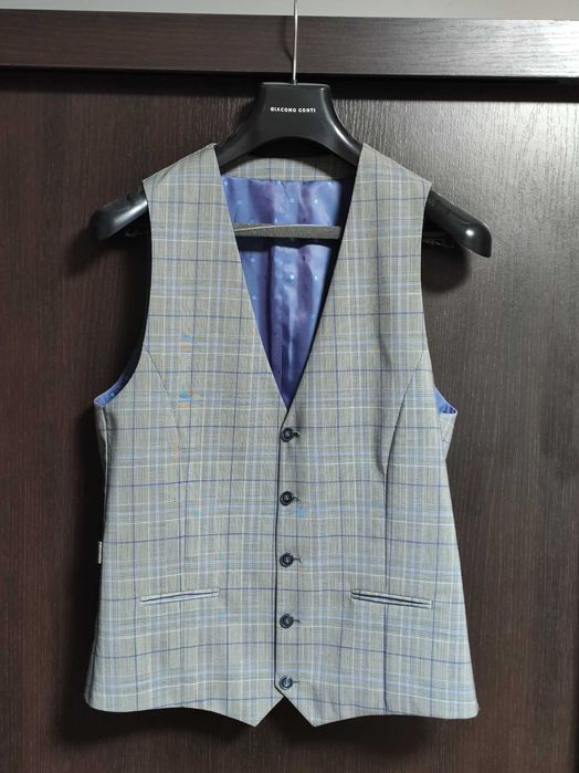 Kamizelka  Giacomo Conti jednorzędowa w kratę księcia Walii