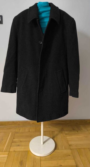 Czarny płaszcz męski Exellent wełna + kaszmir