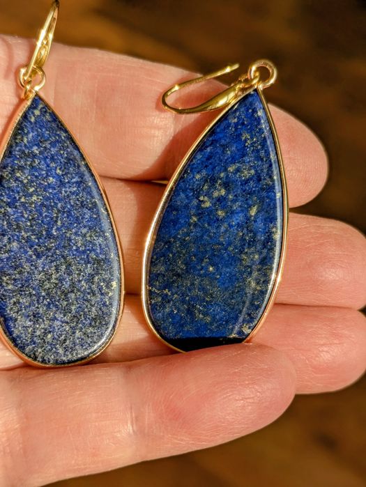 Kamienne łzy - kolczyki z LapisLazuli