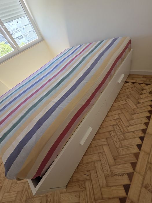Estrutura cama c/ arrumação, branca, Luröy, 140x200 cm