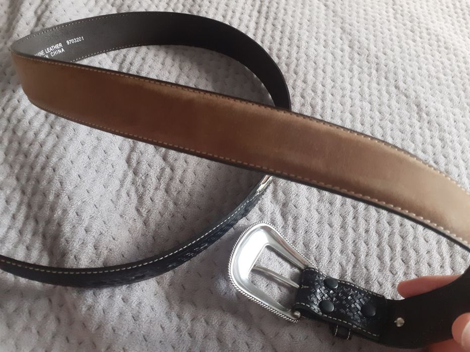 Skórzany pas do spodni Larry Mahan 114/124 myśliwski kowbojski