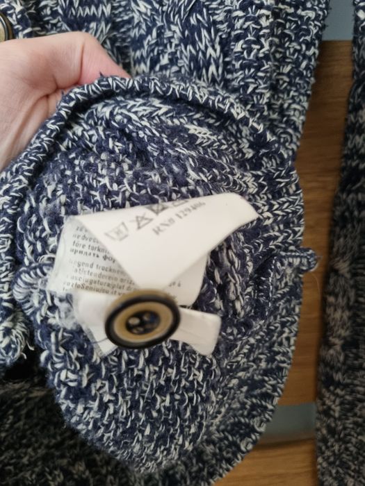 Kardigan sweter bonprix  melanż szary niebieski rozpinany warkocze
