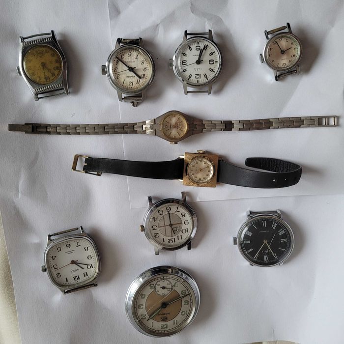 Zestaw 10 zabytkowych, mechanicznych zegarków Timex Ruhla Karex Envoy