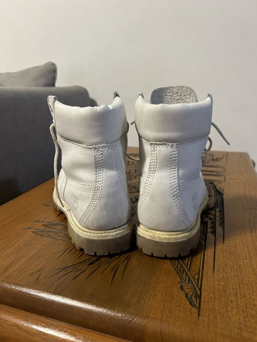 Timberland – ocieplane skórzane botki – kremowe – rozmiar 37,5–38