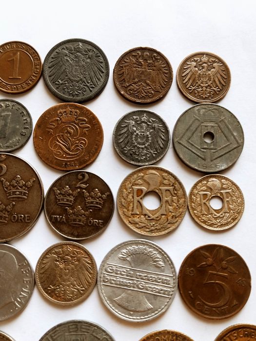 25 старовинних монет світу. Німеччина Швеція Франція Бельгія Голландія