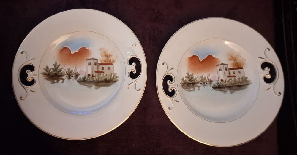 Serviço chá muito antigo inicio sec XX, 19 peças faiança Massarellos