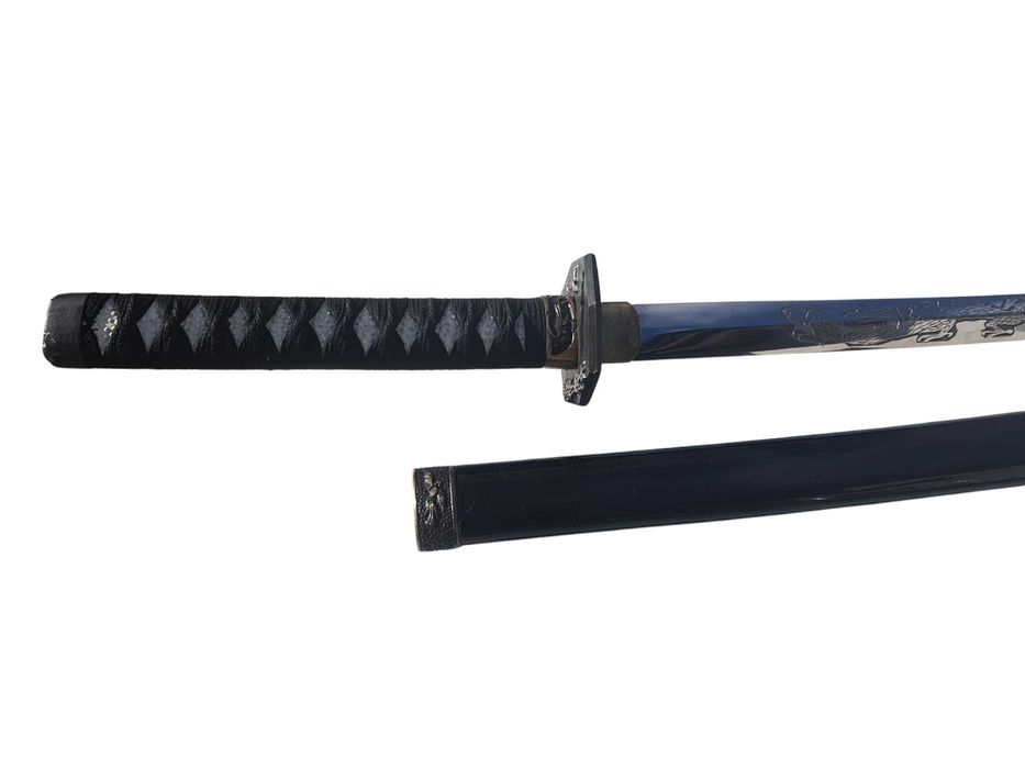Stara długi miecz katana samurajska, japoński treningowy z lat 60/70