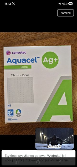 Aquacel Ag+ Extra, opatrunek hydrowłóknisty, 15 x 15 cm, 10 sztuk
