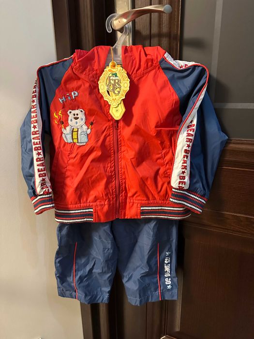 Nowe Spodnie cienka kurtka wiosenna 86 cm komplet chłopięcy wiatrówka