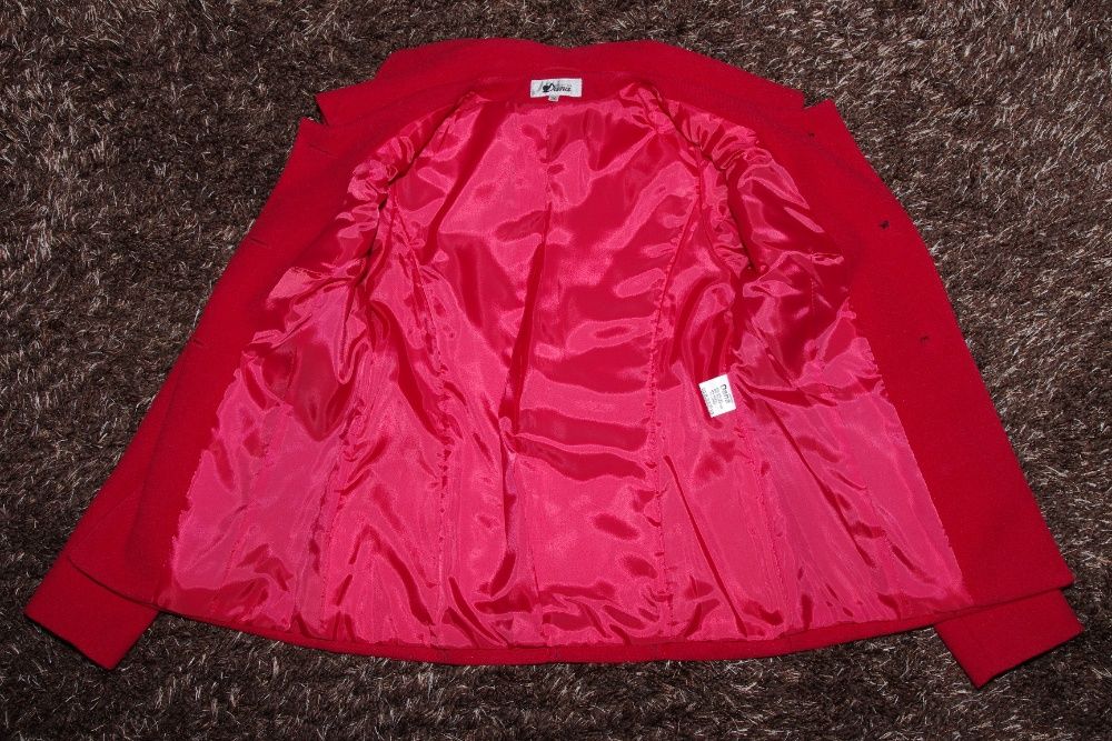 żakiet czerwony na podszewce przejściowy damski