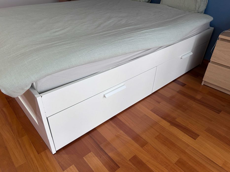 Cama Ikea Brimnes 160x200 + Colchão + estrados