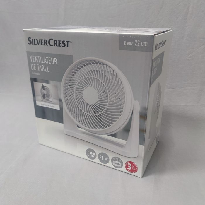 Wentylator elektryczny stolowy bialy lub czarny 21W  22cm SilverCrest