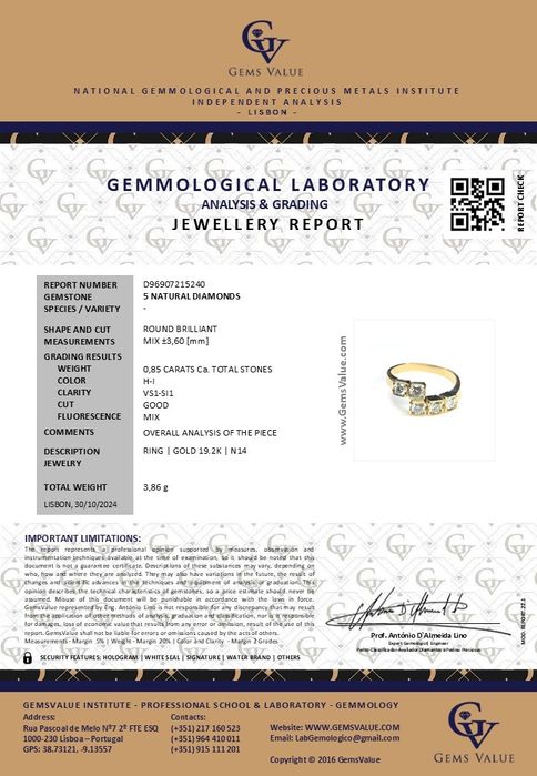 Anel de diamantes com talhe de brilhante