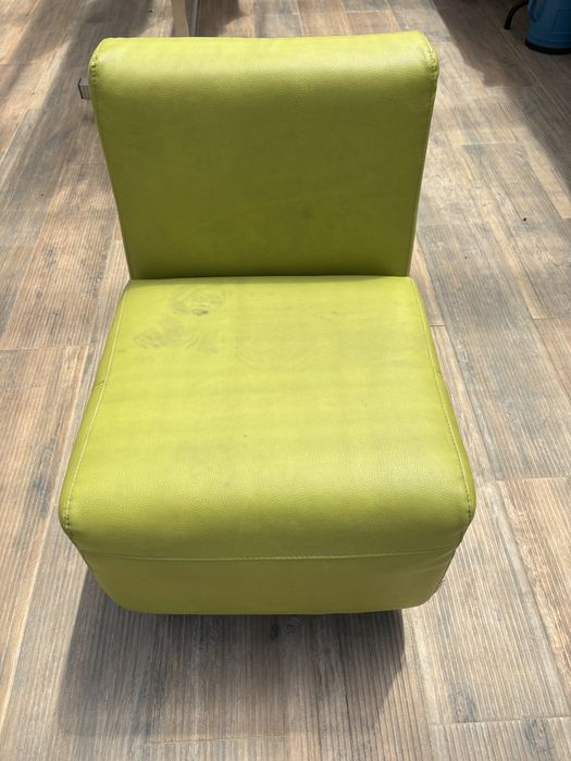 Cadeirão / Módulo de Sofá Sem Braços, Pele Sintética Verde Lima