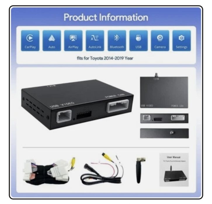 Adaptador Carplay Sem Fio para Toyota 2014-2019 Carro Android Auto Decodificador Universal