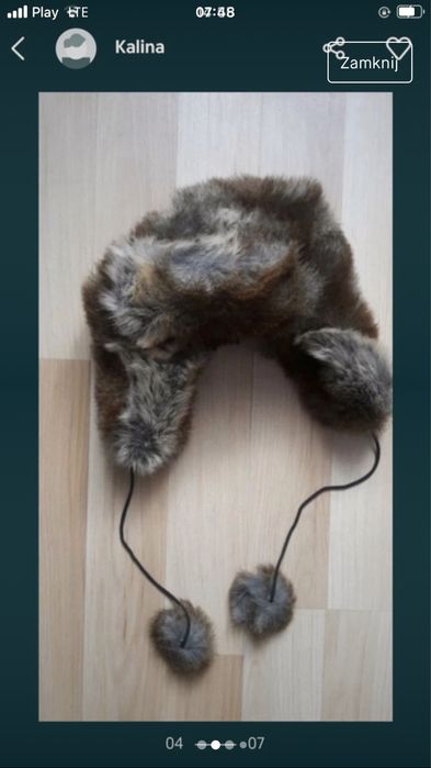 Czapka futrzana damska uszatka .