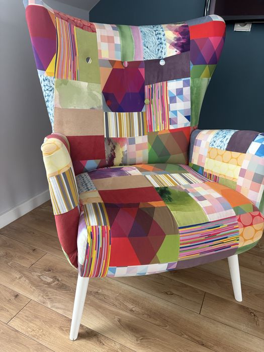 Fotel patchwork uszak idealny stan