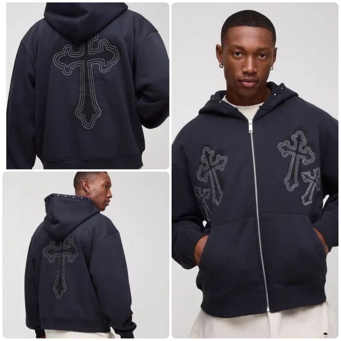 Продам черную зипку худи с крестами Boohoo