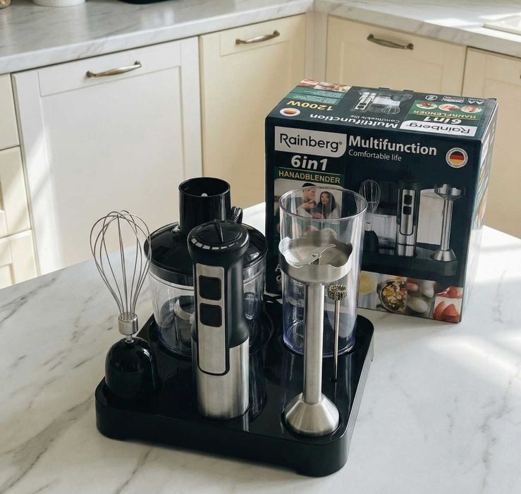 Блендер кухонний 1200W з чашею та насадками 5в1 погружной измельчитель