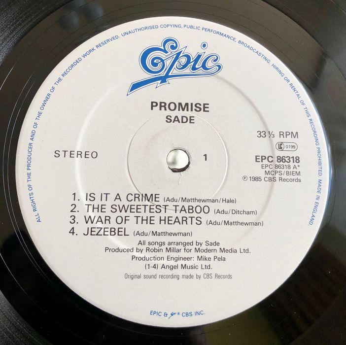 SADE  Promise\Diamond Life\Stronger than pride 3 lp album