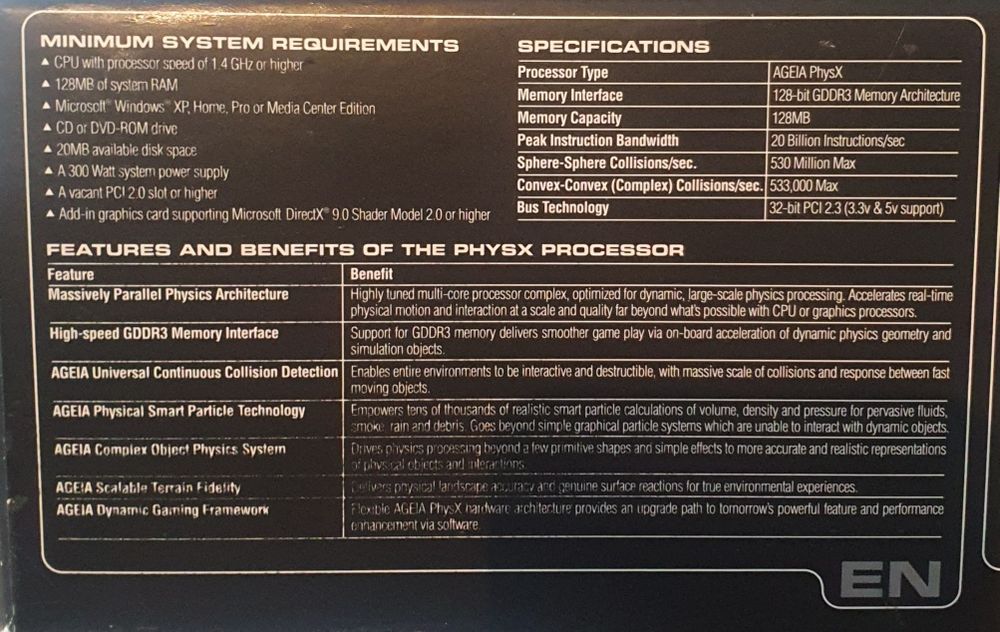 BFG AGEIA PhysX akcelerator fizyki RARYTAS RETRO