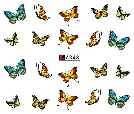 a348 naklejki wodne do zdobienia paznokci motylki
