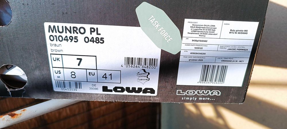 Buty LOWA MUNRO 41 / 8 nowe