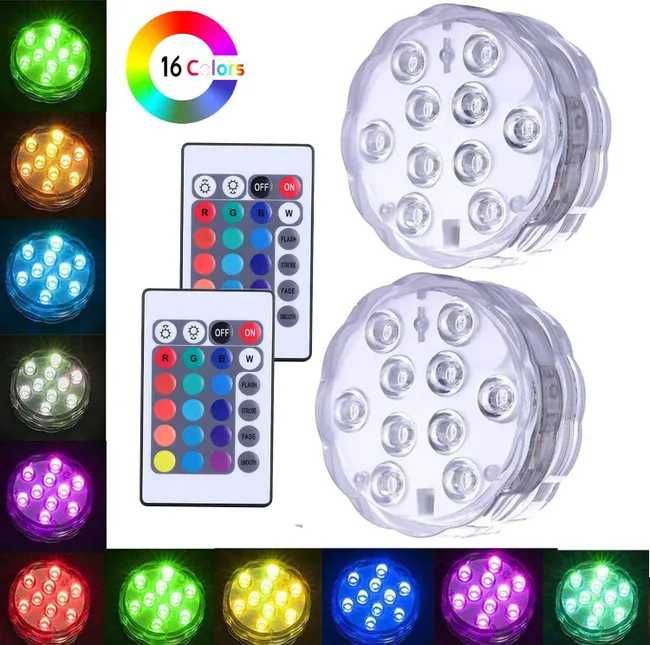 Podwodne lampki LED wodoszczelne do jacuzzi basenu IP68 pilot sciemniane kolory