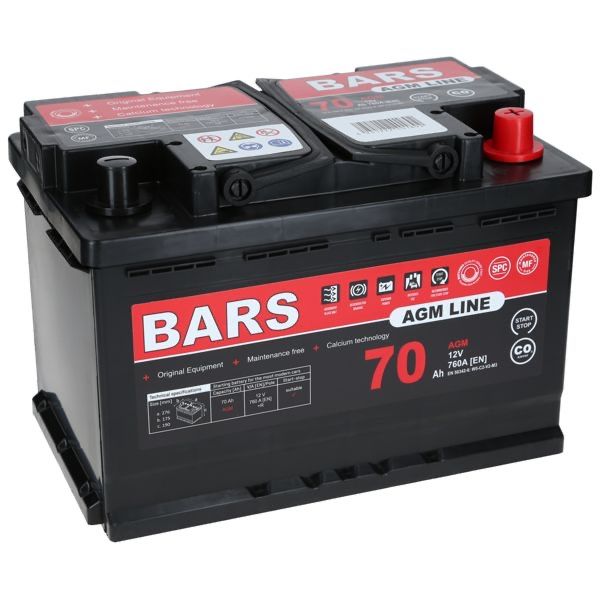 Akumulator BARS AGM 12V 70Ah 760A