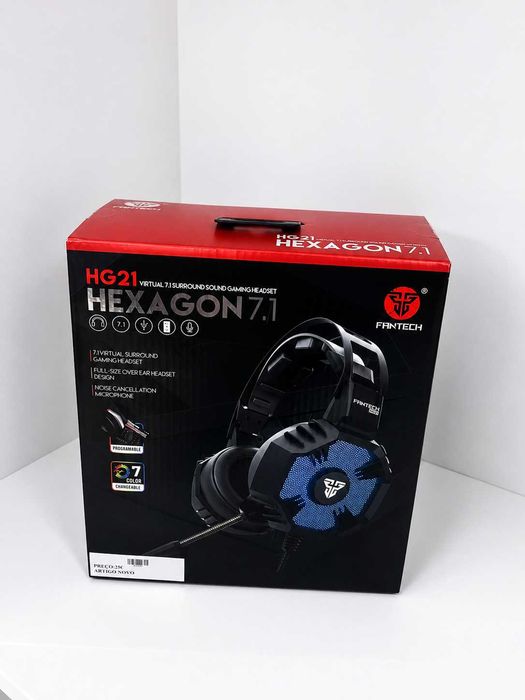 Fantech HG21 Hexagon 7.1 — Headset Gaming Virtual 7.1, RGB 7 Cores, Novo | Cancelamento de Ruído | Garantia