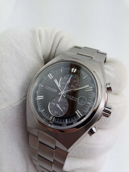 Титановые мужские часы Citizen Eco-Drive CA7090-52E, сапфир, хронограф