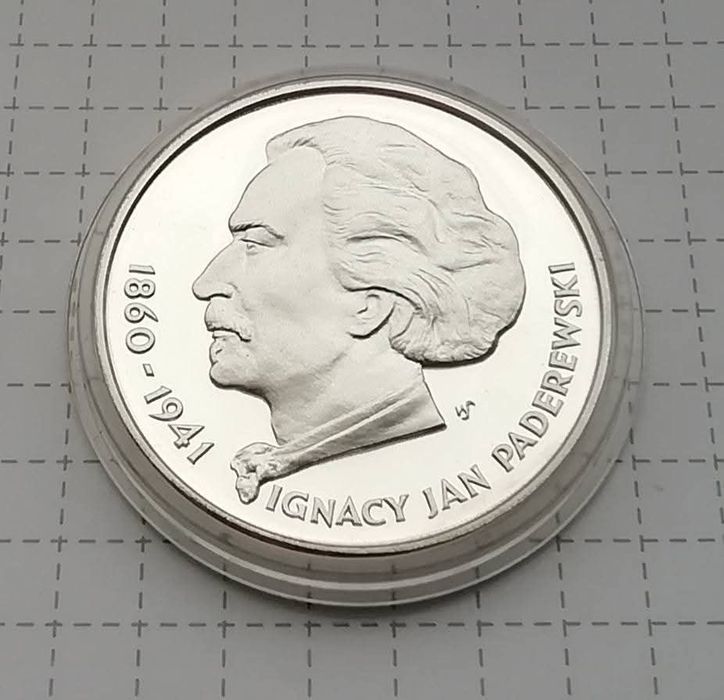 100 злотих 1975 рік. Піаніст Ігнацій Ян Падеревський. СРІБЛО . Польща.